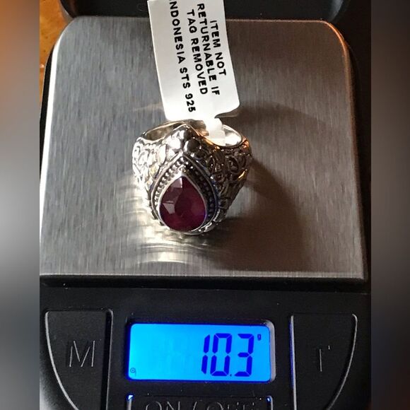 Natural Ruby Sterling Silver Ring Size 7 - Picture 7 of 9
